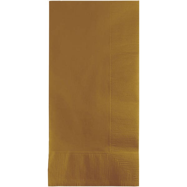 50 count package of Gold Dinner Quality Napkins 2ply with scalloped edge. Bulk party supply.