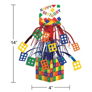 Building Block Centerpiece 14.5" tall  Birthday Party Supply New