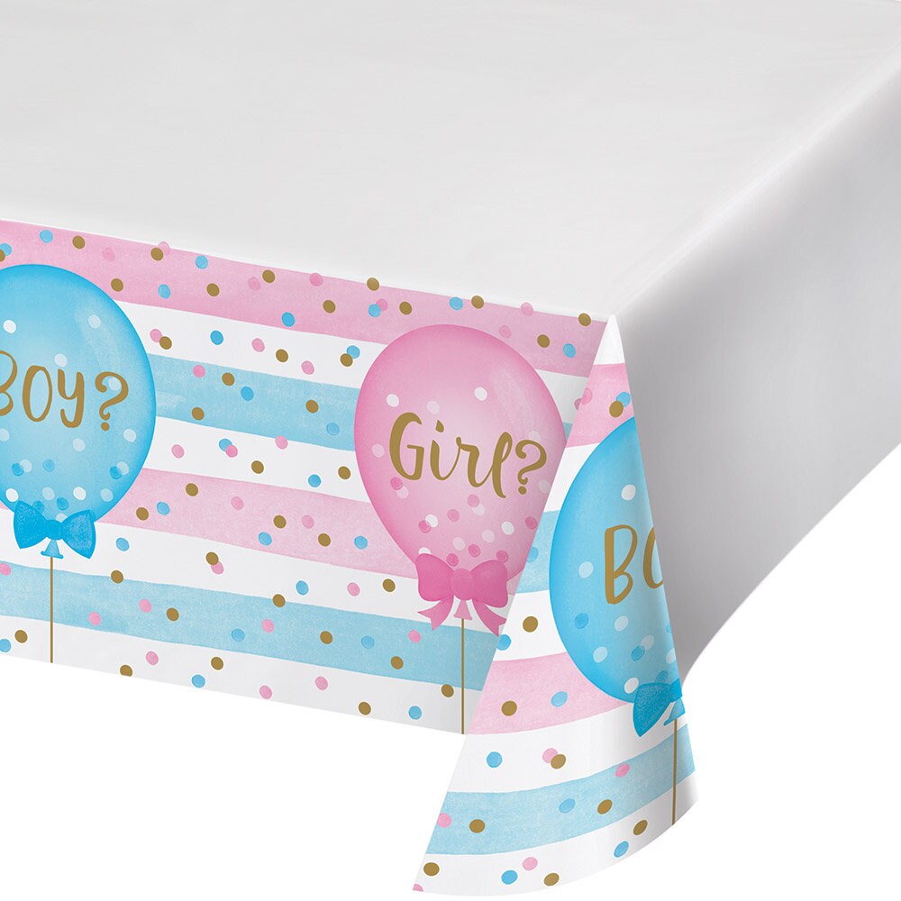 108 x 54 Inch 1 Pack Decorlife Gender Reveal Table Cover Waterproof and Durable Table Cloth 