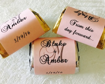 300 PASTEL PINK MONOGRAM Hershey Nugget Wedding wrappers/stickers/labels (Personalized Favors) for any party/event