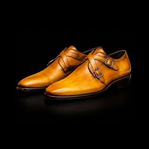 Zapatos de vestir Oxford italianos de cuero marrón hechos a mano con doble hebilla, calzado formal para bodas.
