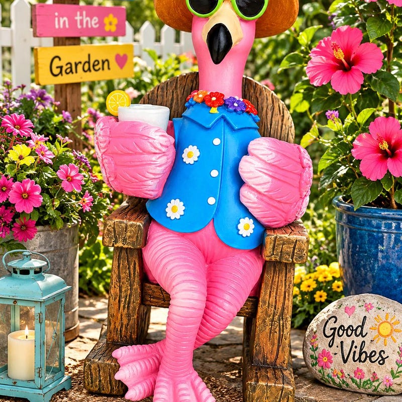 Solar Statue Solar Flamingo Statue - Etsy