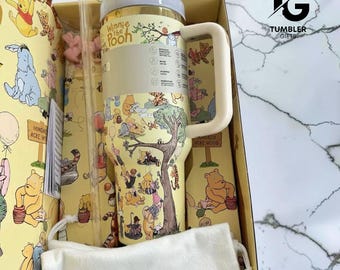 Custom Winnie The Pooh Inspired Metal Tumbler 40oz Cup, Laser Engraved Insulated Stainless Steel Cup, Gift for her