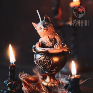 Mold for Candles, The cat in the pot: Cat Mold, Witchcraft, Candle