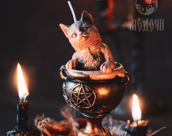 Mold for Candles, The cat in the pot: Cat Mold, Witchcraft, Candle