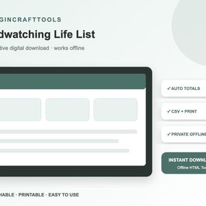 Birdwatching Life List | Offline Bird Sighting Log and Backyard Observation Tracker