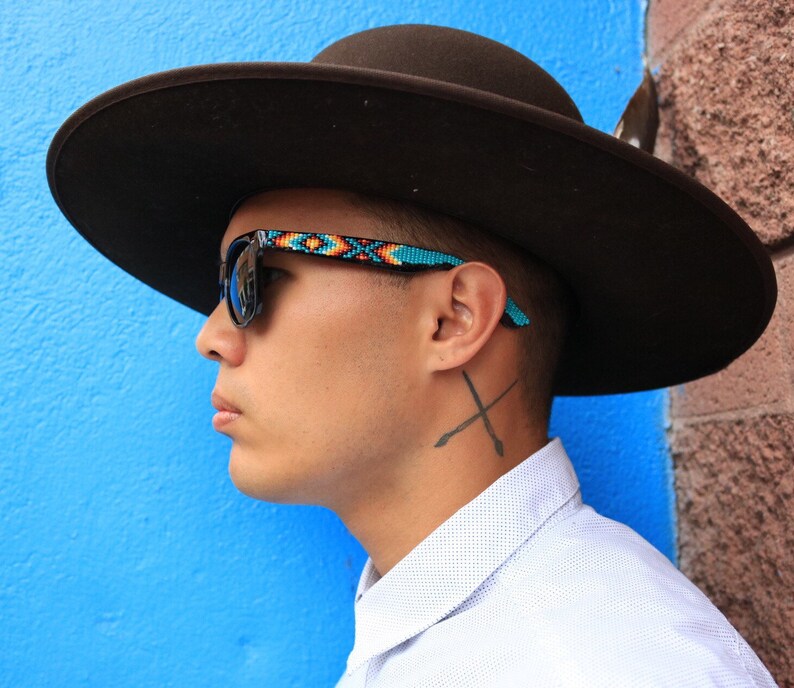 Black Frame Hand Beaded Sunglasses Native American | Etsy