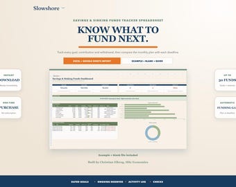 Savings Tracker Spreadsheet: Sinking Funds & Goal Planner (Excel, Google Sheets)