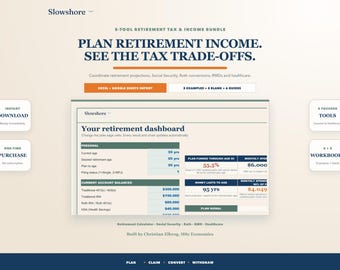 Retirement Tax and Income Bundle: 5 Excel Calculators for Social Security, Roth, RMD and ACA