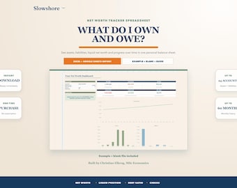 Net Worth Tracker Spreadsheet: Assets & Liabilities Dashboard (Excel, Google Sheets)