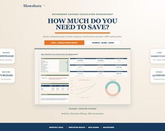 Retirement Savings Calculator Spreadsheet: Goal Planner, Coast FIRE & 1,000 Market Paths (Excel, Google Sheets)