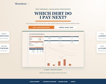 Debt Snowball Calculator Spreadsheet: Debt Payoff Planner (Excel, Google Sheets)