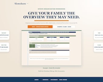 Estate Planning Organizer, Excel Spreadsheet for Digital Assets and Final Wishes