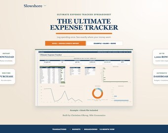 Ultimate Expense Tracker Spreadsheet for Excel & Google Sheets, Spending Tracker, Budget vs Actual Planner