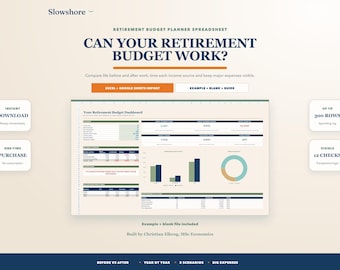 Retirement Budget Spreadsheet: Before & After Retirement Planner (Excel, Google Sheets)