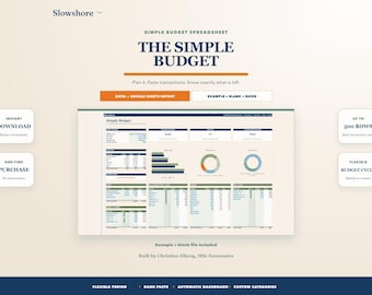 Simple Budget Spreadsheet for Excel & Google Sheets, Monthly Weekly Biweekly Planner