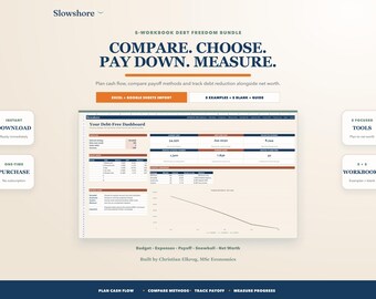 Debt Payoff Bundle Spreadsheet: Budget, Snowball, Avalanche & Net Worth (Excel, Google Sheets)