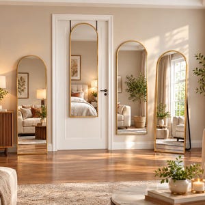 56 Inch Arched Full Length Mirror, Freestanding Floor Mirror for Bedroom, Entryway & Dressing Room