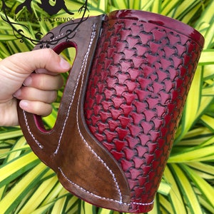 Calypso Leather Mug Walnut and Ox Blood BEST SELLER!