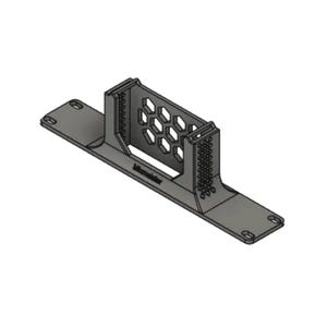May include: A dark gray, 3D-printed mounting bracket featuring a flat, elongated base with four screw holes at the ends. The central vertical support has a honeycomb-patterned cutout and a textured side panel, with the word Mixmeister printed on the base.