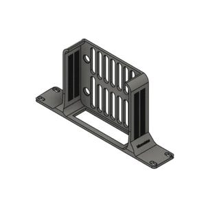 May include: A dark gray, U-shaped mounting bracket featuring a vertical slotted back panel, side vents, and flat base flanges with screw holes. The word "Mitenmeister" is printed in small black text on the lower right side of the bracket frame.