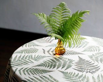 Square tablecloth Linen tablecloth Fern leaves table cloth Green tablecloth Green Leaves Tablecloth Botanical Table cover