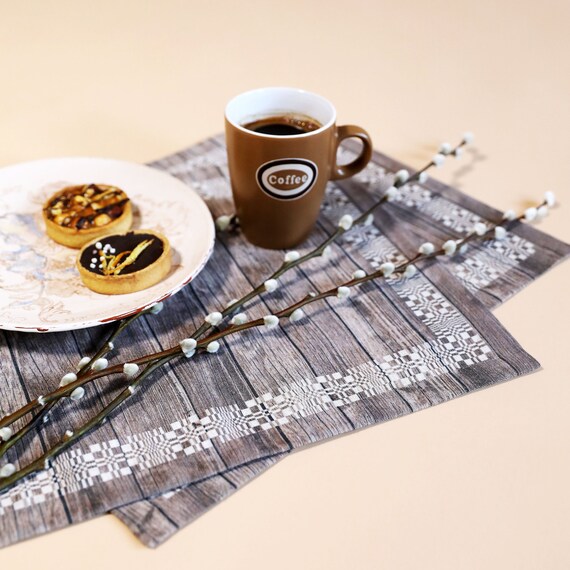 Fabric placemats Brown placemats Linen placemats Rustic Etsy