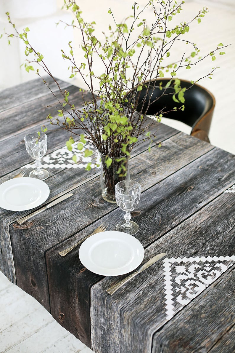 Tablecloth rustic wood Tablecloth rectangle Gray table cover Square table cloth Custom leght tablecloth Long tablecloth image 4