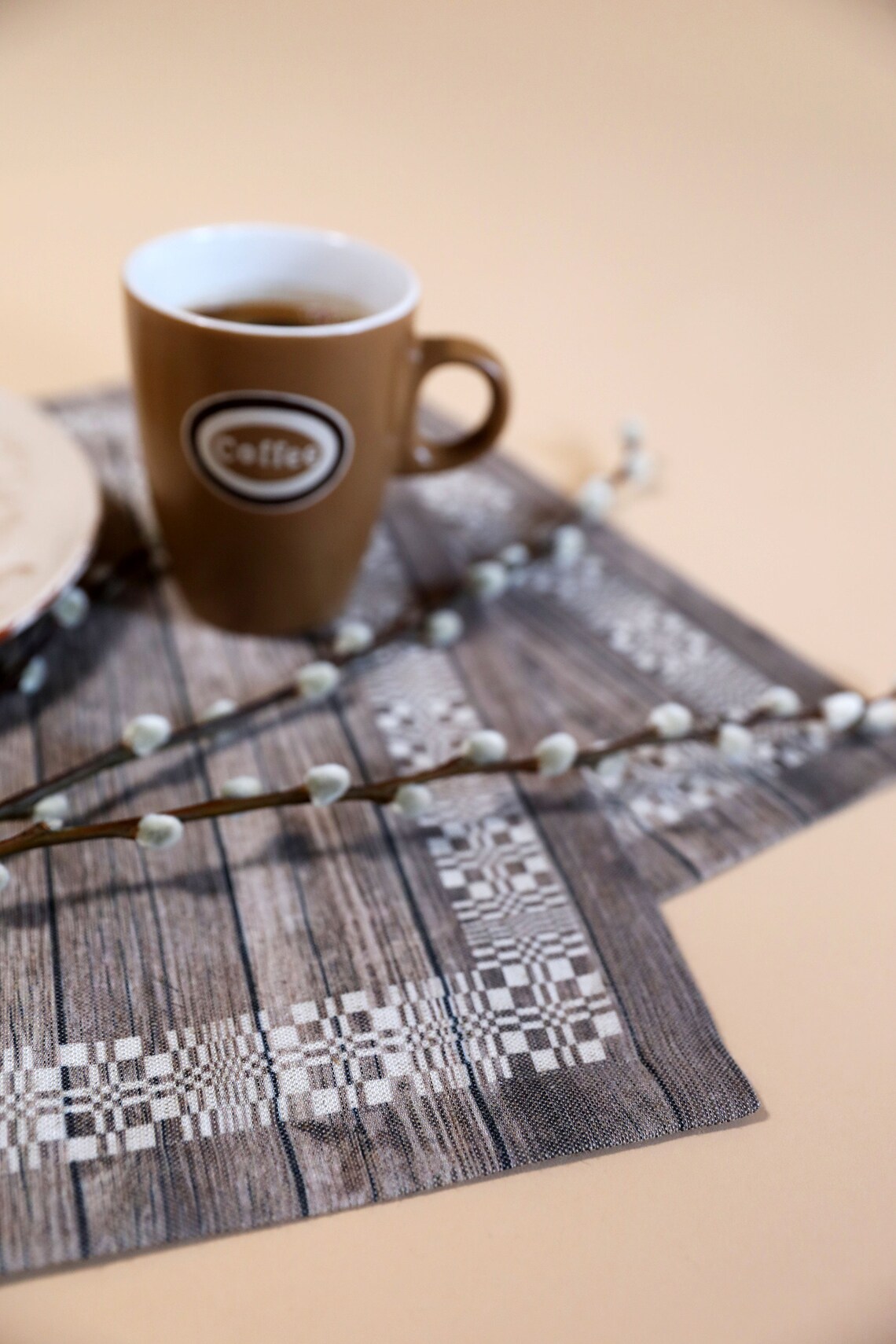 Fabric placemats Brown placemats Linen placemats Rustic Etsy