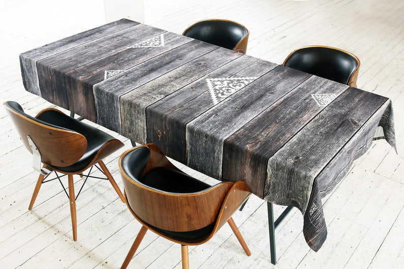 Tablecloth Rustic Wood Tablecloth Rectangle Gray Table Cover Square