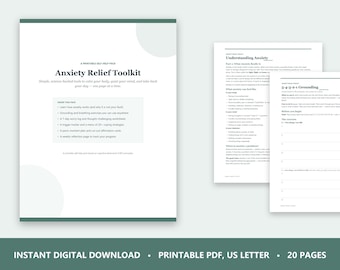 Anxiety Relief Toolkit, CBT Worksheets, Grounding Techniques, Worry Log (PDF Download)