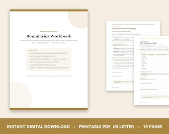 Boundaries Workbook Printable, Saying No Scripts, Assertiveness Self-Care (PDF)