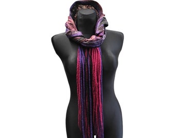 Bring on Berry Women Felted Scarf  with Hand painted Silk Scarf - Showstopping Art