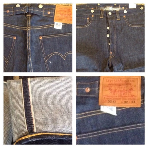 LEVI 1933 501xx Big E Redline Jeans with Buckle Back & Suspender Buttons  Made in U S A . New Never Worn W32 L34