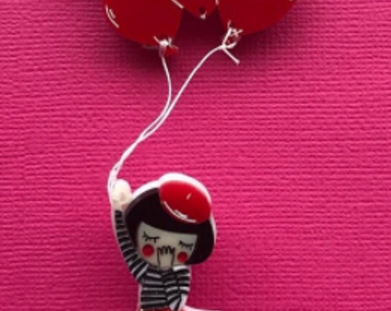 DAISY JEAN Balloon Girl Acrylic Valentine Brooch