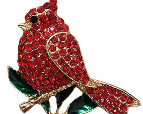 Lovely Red Crystal Cardinal Pin!