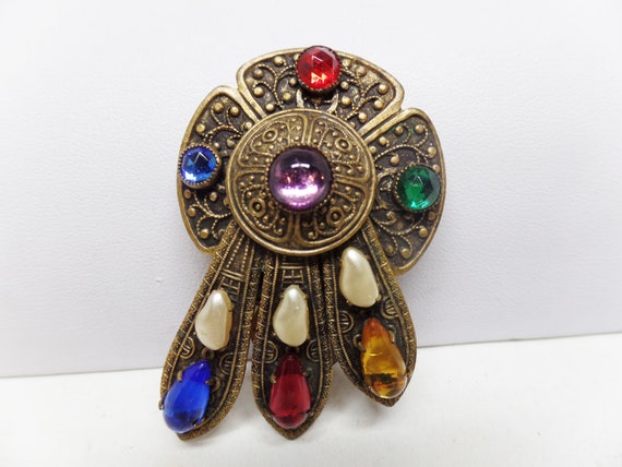 Gorgeous Vintage Crystal and Pearl Mogul Style Dress Clip