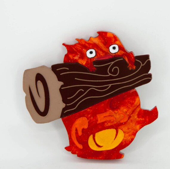 DAISY JEAN GHIBLI Designs Calcifer Acrylic Brooch