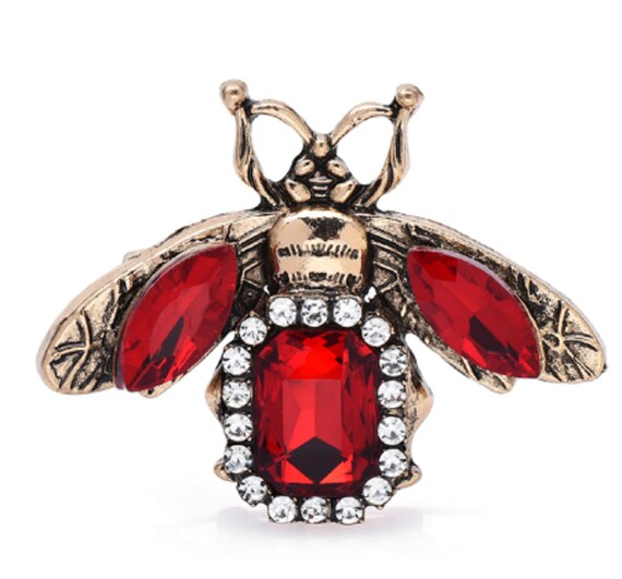 Gorgeous Red Crystal Insect Bee Brooch Pin