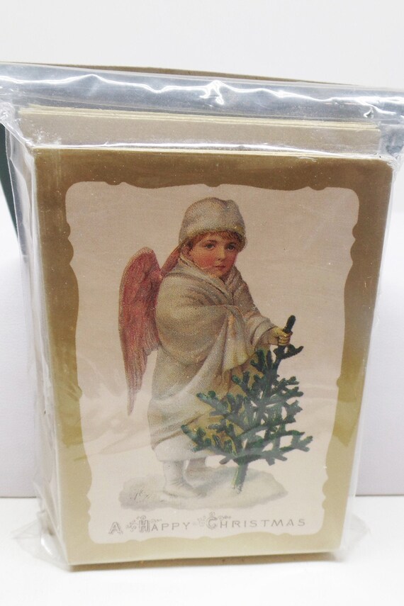 Fabulous Vintage Christmas set of 12 Mini Gift Tag Cards with Envelopes