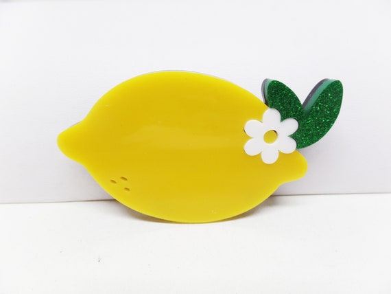 Fabulous Acrylic Lemon Fruit Brooch