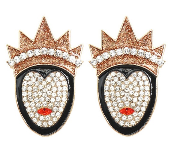 Fabulous Crystal & Enamel Queen Earrings!