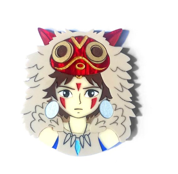 DAISY JEAN GHIBLI Designs Princess Mononoke Acrylic Brooch Pin