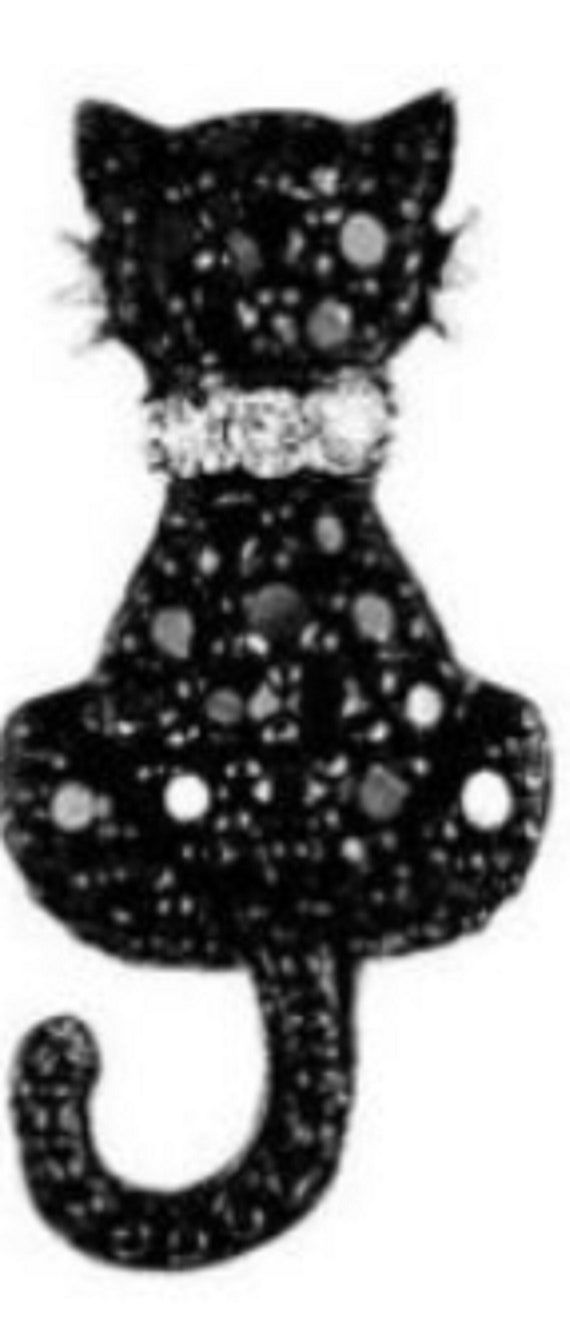 Adorable Black Crystal Cat Pin