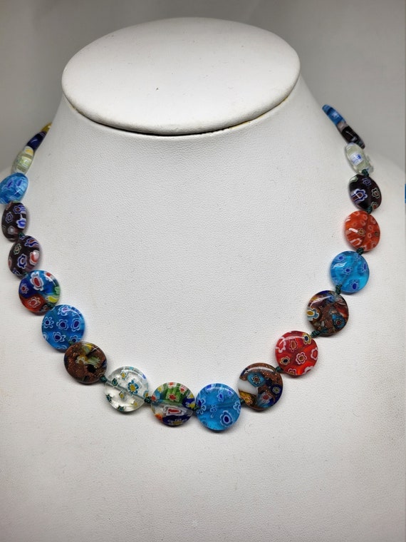 Lovely Rainbow Art Glass Beaded Necklace