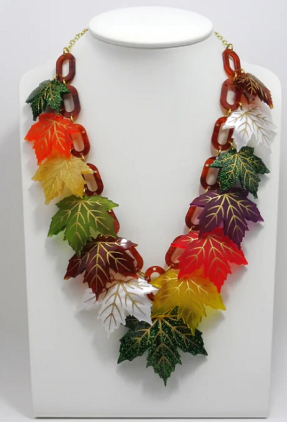 Miss J Acrylic Couture Maple Leaf Statement Necklace
