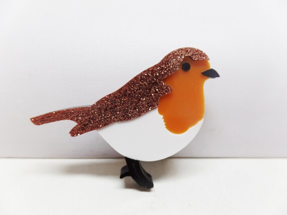 Adorable Acrylic Robin Bird Brooch