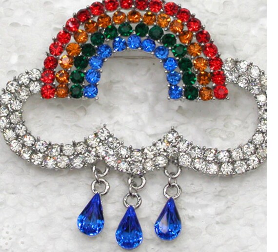 Fabulous Crystal Rainbow Cloud Brooch
