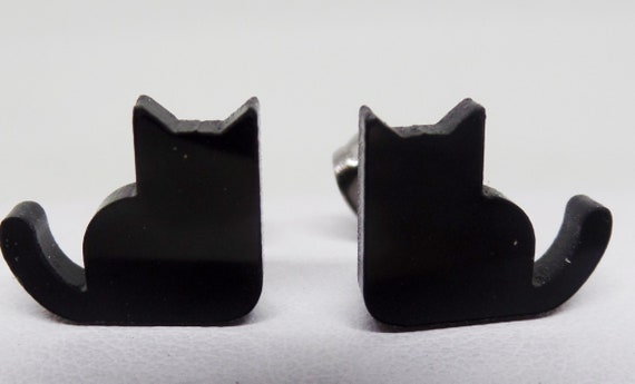 Adorable Acrylic Black Cat Stud Earrings