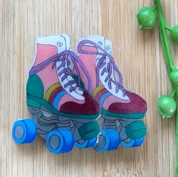 Adorable Peggy Walker Acrylic Roller Skates Brooch